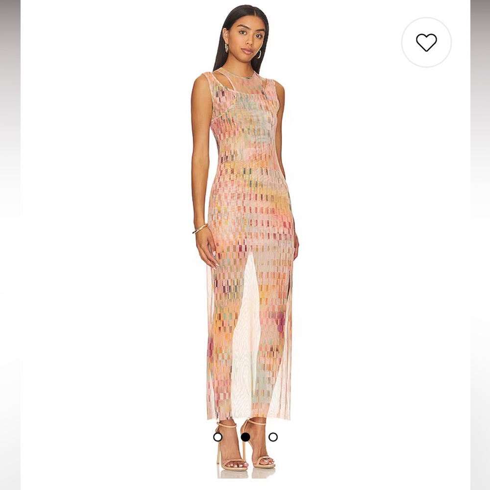 Like New MISA Los Angeles Fernanda Maxi Sheer Dress in Disco Matrix Revolve XS